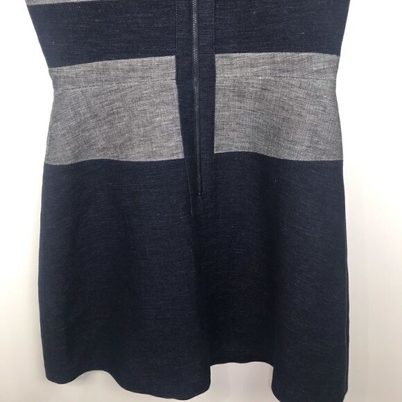 BCBGMAXAZRIA Navy Gray Colorblock Striped A Line Dress - Picture 10 of 13